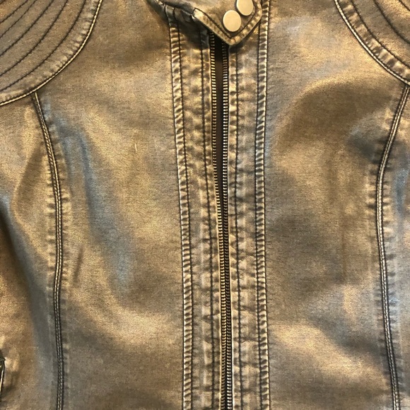 Grey faux leather jacket, Sz L - Picture 9 of 11